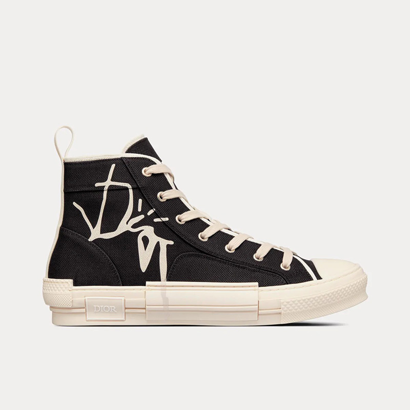 Dior B23 High-Top Sneakers Unisex Cactus Jack Dior Motif Canvas Black