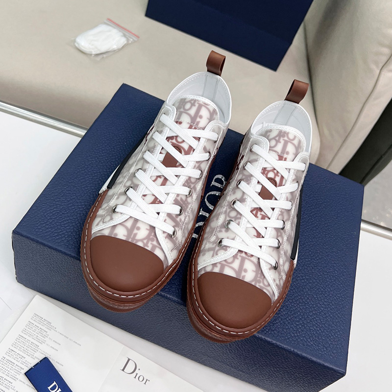 Dior B23 Sneakers Unisex Oblique Motif Canvas Brown