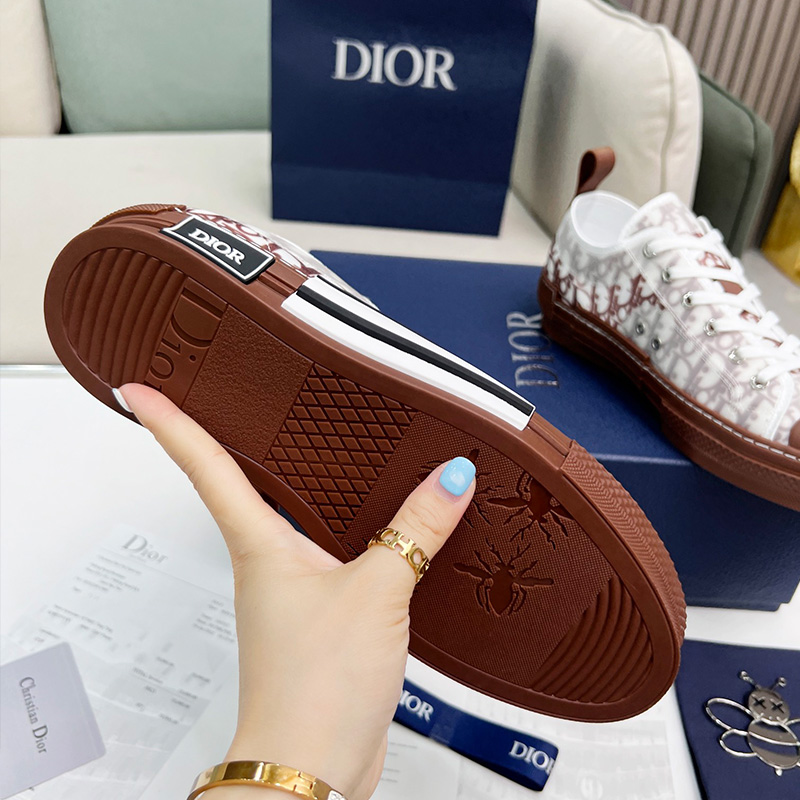 Dior B23 Sneakers Unisex Oblique Motif Canvas Brown