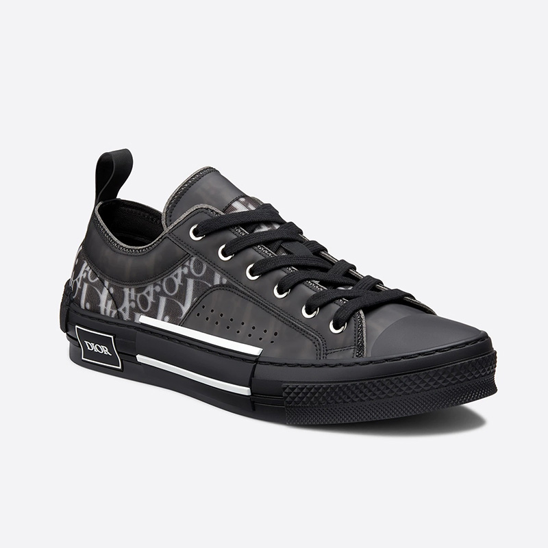 Dior B23 Sneakers Unisex Oblique Motif Canvas with Calfskin Black