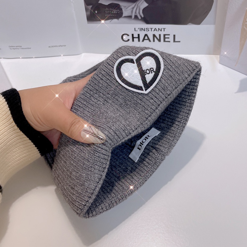 Dior Beanie CD Coeur Cotton Grey