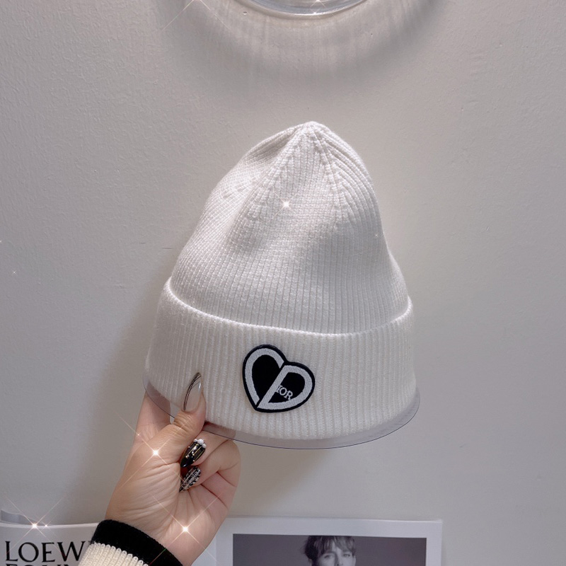 Dior Beanie CD Coeur Cotton White