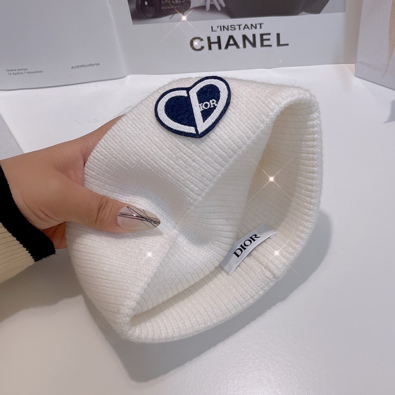 Dior Beanie CD Coeur Cotton White