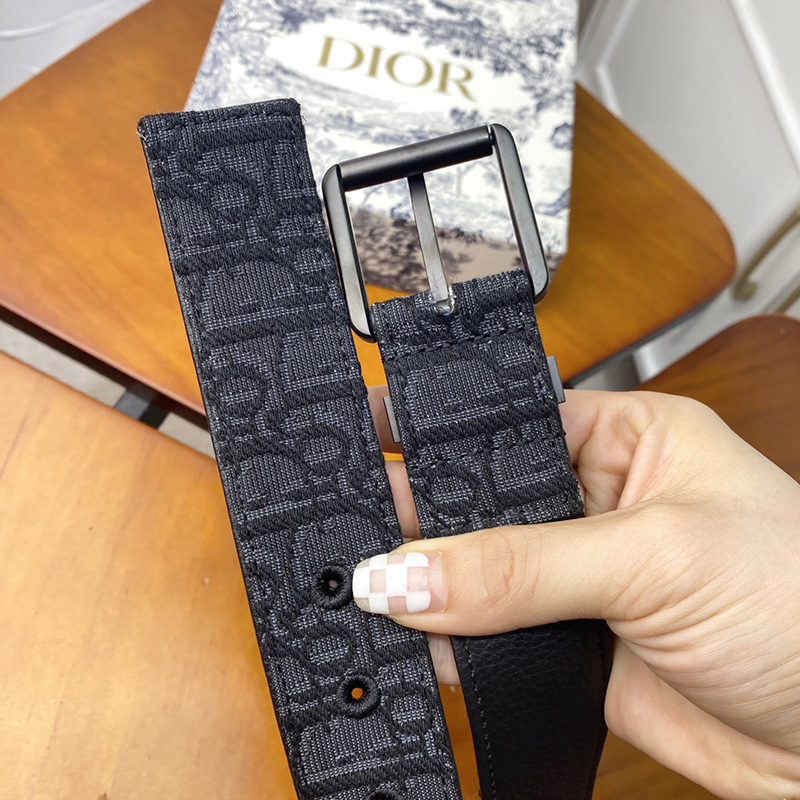 Dior Belt Oblique Motif Canvas Black