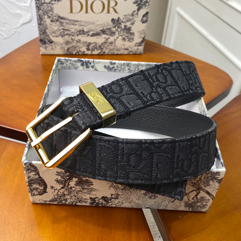 Dior Belt Oblique Motif Canvas Black/Gold