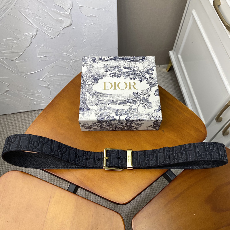 Dior Belt Oblique Motif Canvas Black/Gold