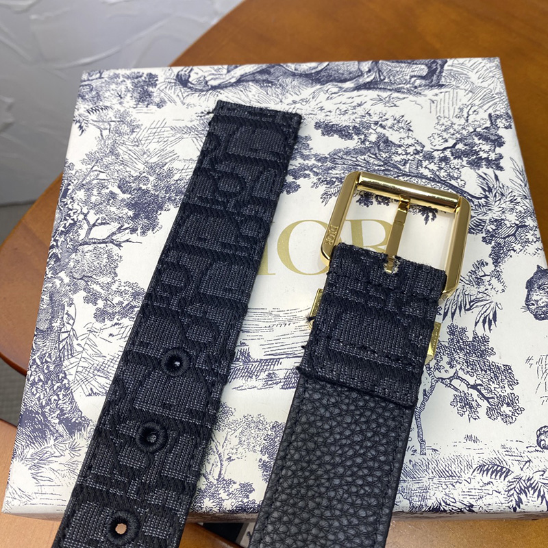 Dior Belt Oblique Motif Canvas Black/Gold