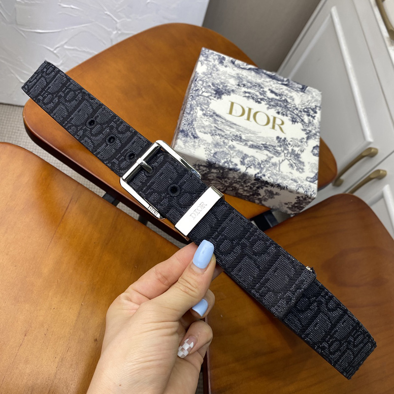 Dior Belt Oblique Motif Canvas Black/Silver