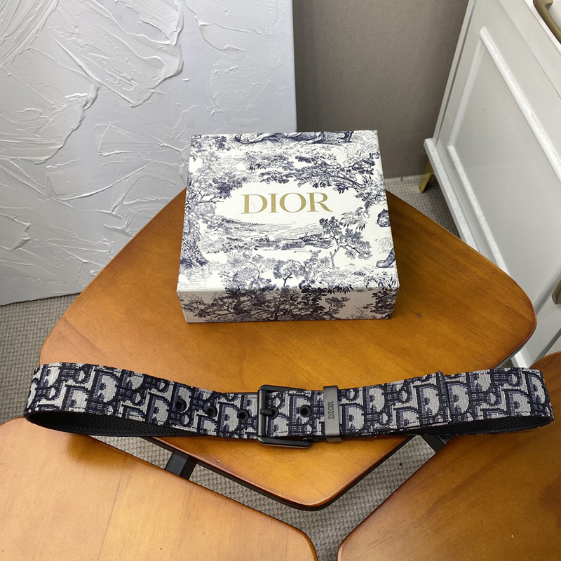 Dior Belt Oblique Motif Canvas Blue/Black