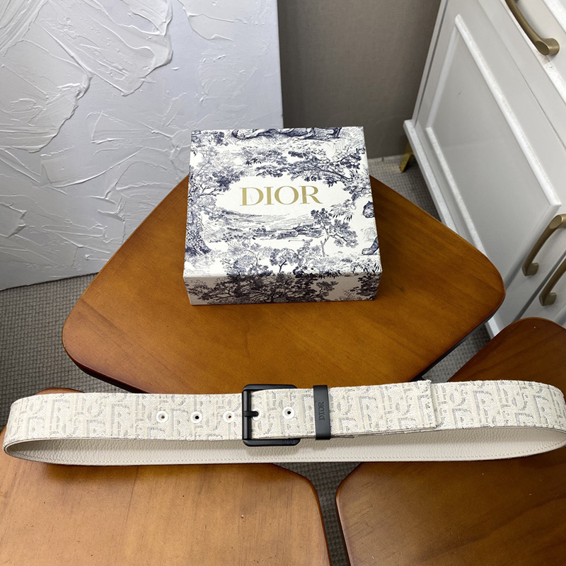 Dior Belt Oblique Motif Canvas White/Black