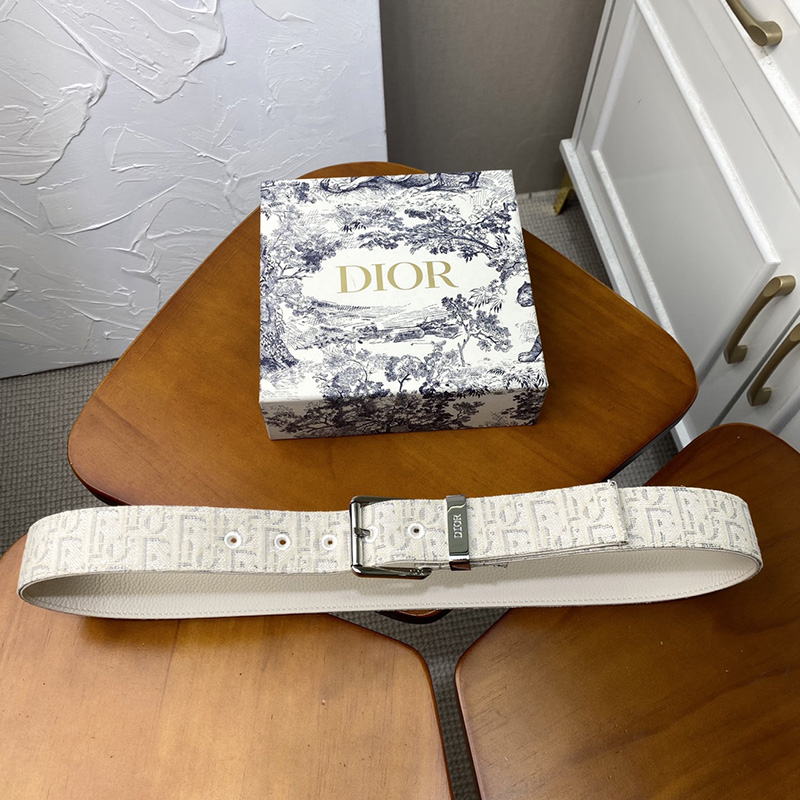 Dior Belt Oblique Motif Canvas White/Silver