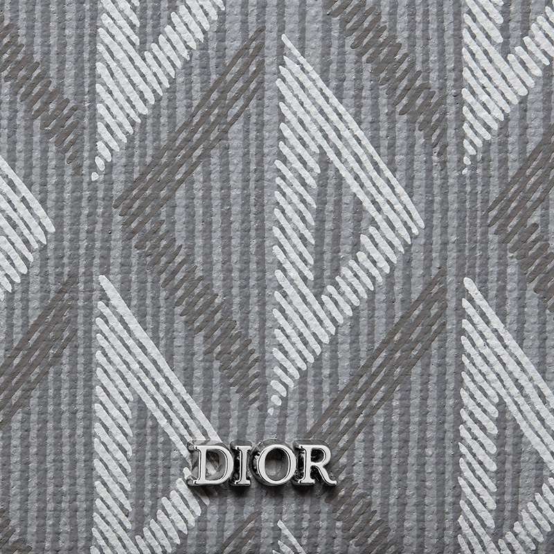 Dior Bi-Fold Wallet CD Diamond Motif Canvas Grey