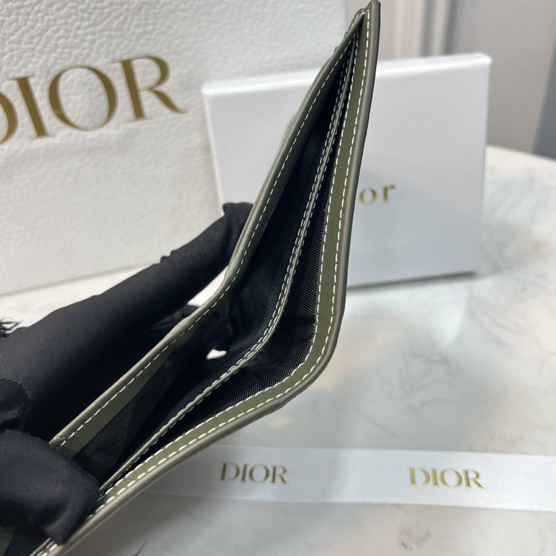 Dior Bi-Fold Wallet Grained Calfskin with CD Icon Signature Olive