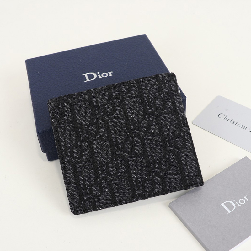 Dior Bi-Fold Wallet Oblique Motif Canvas Black