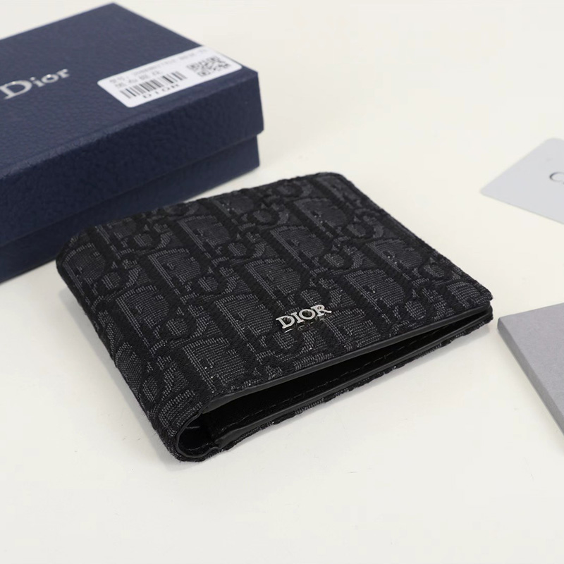 Dior Bi-Fold Wallet Oblique Motif Canvas Black