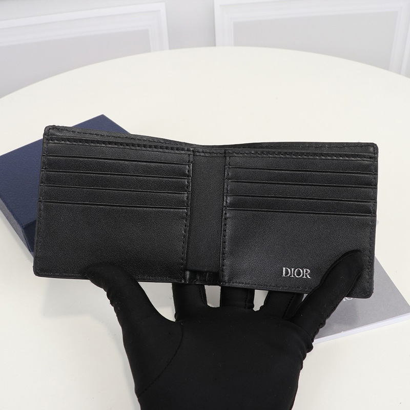 Dior Bi-Fold Wallet Oblique Motif Canvas Black