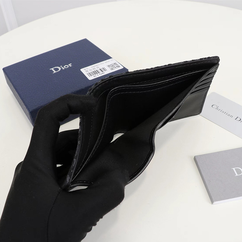 Dior Bi-Fold Wallet Oblique Motif Canvas Black