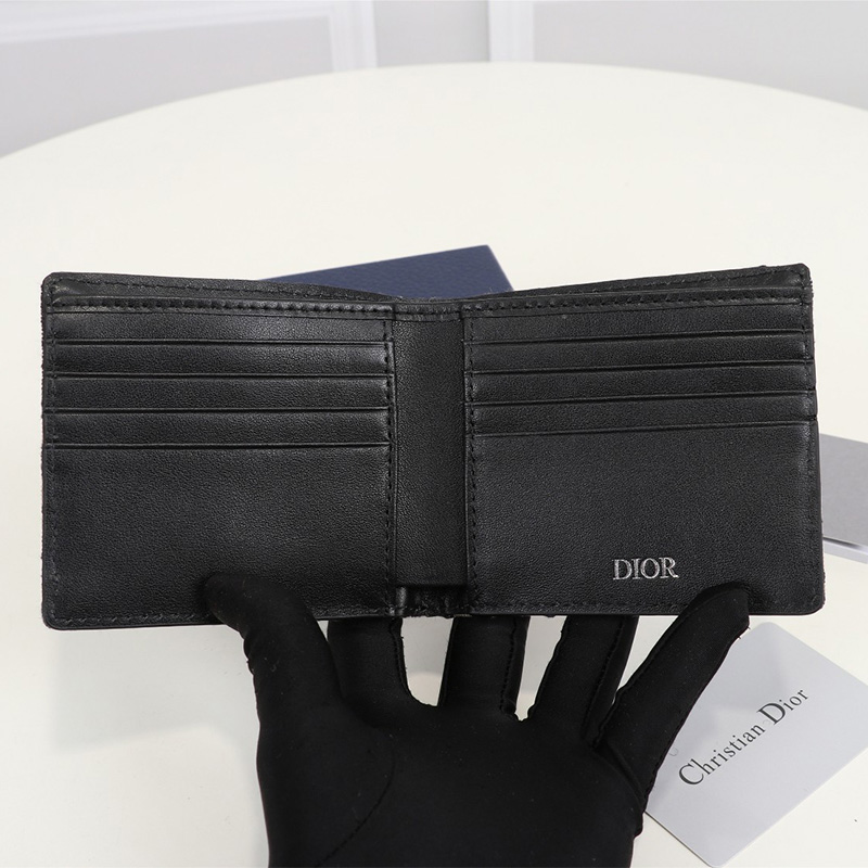 Dior Bi-Fold Wallet Oblique Motif Canvas Blue