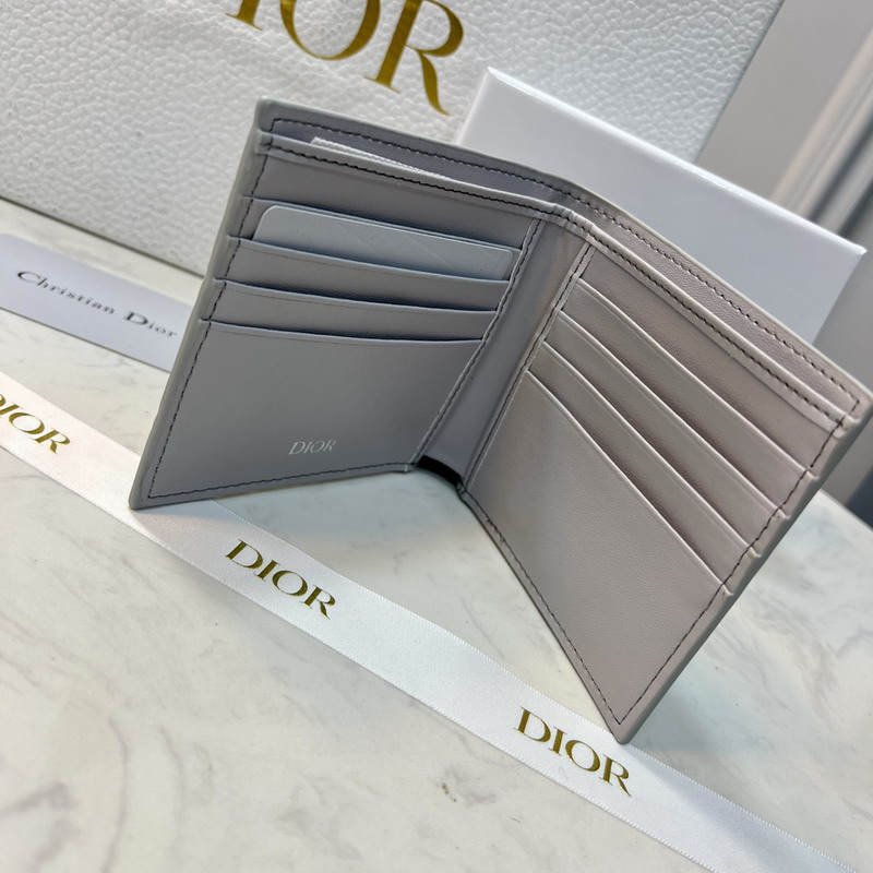 Dior Bi-Fold Wallet Oblique Galaxy Leather Grey