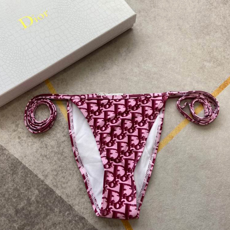 Dior Bikini Women Oblique Jacquard Cotton Burgundy