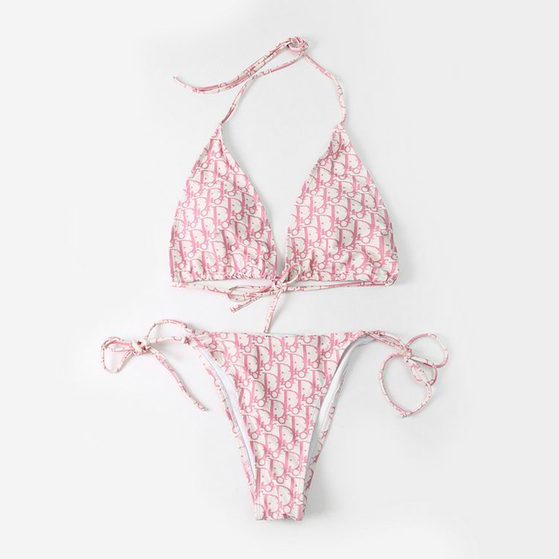 Dior Bikini Women Oblique Jacquard Cotton Cherry