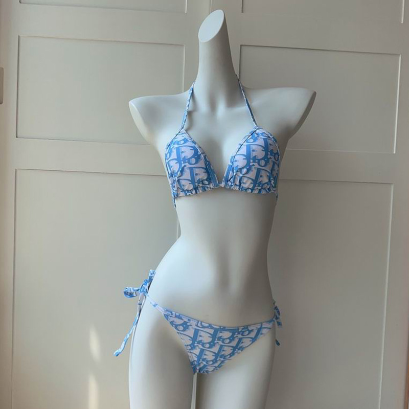 Dior Bikini Women Oblique Jacquard Cotton Sky Blue