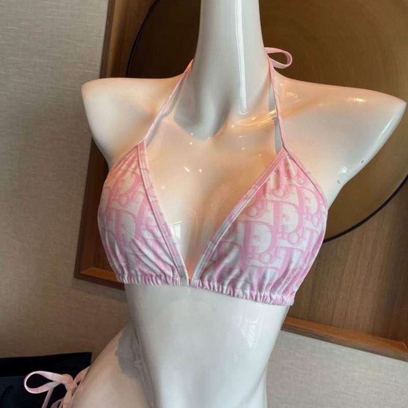 Dior Bikini Women Oblique Jacquard with Logo Studs Nylon Pink