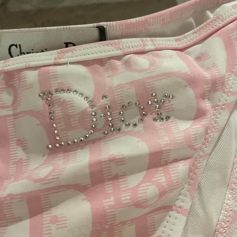 Dior Bikini Women Oblique Jacquard with Logo Studs Nylon Pink