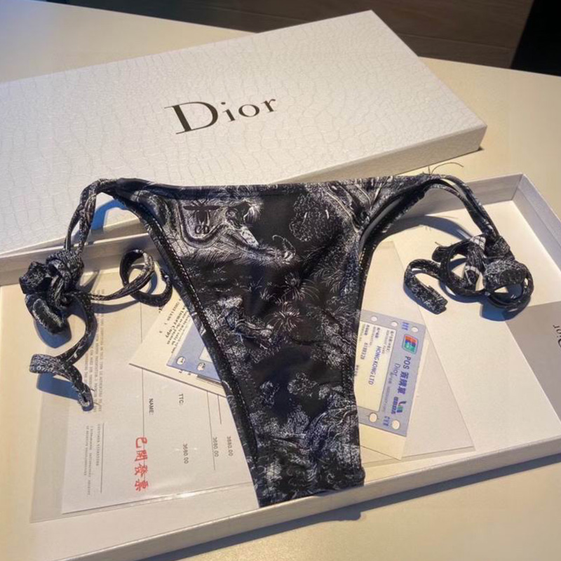 Dior Bikini Women Toile De Jouy with Bee CD Print Lycra Black