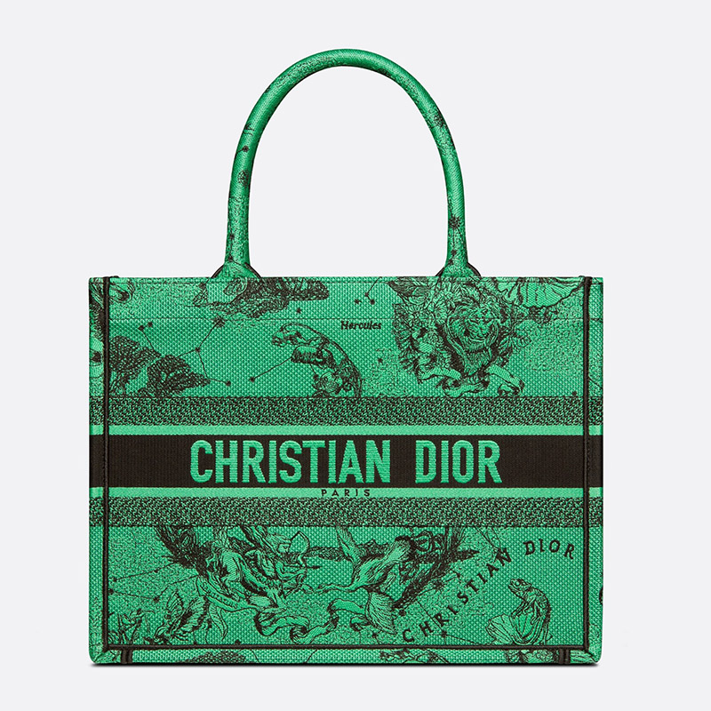 Dior Book Tote Toile de Jouy Zodiac Motif Canvas Green
