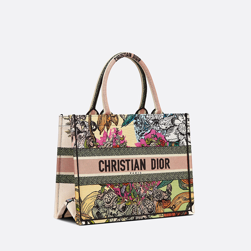 Dior Book Tote Coeur EN Fleurs Motif Canvas White