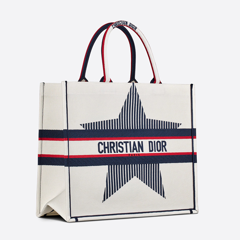 Dior Book Tote DiorAlps Motif Canvas White