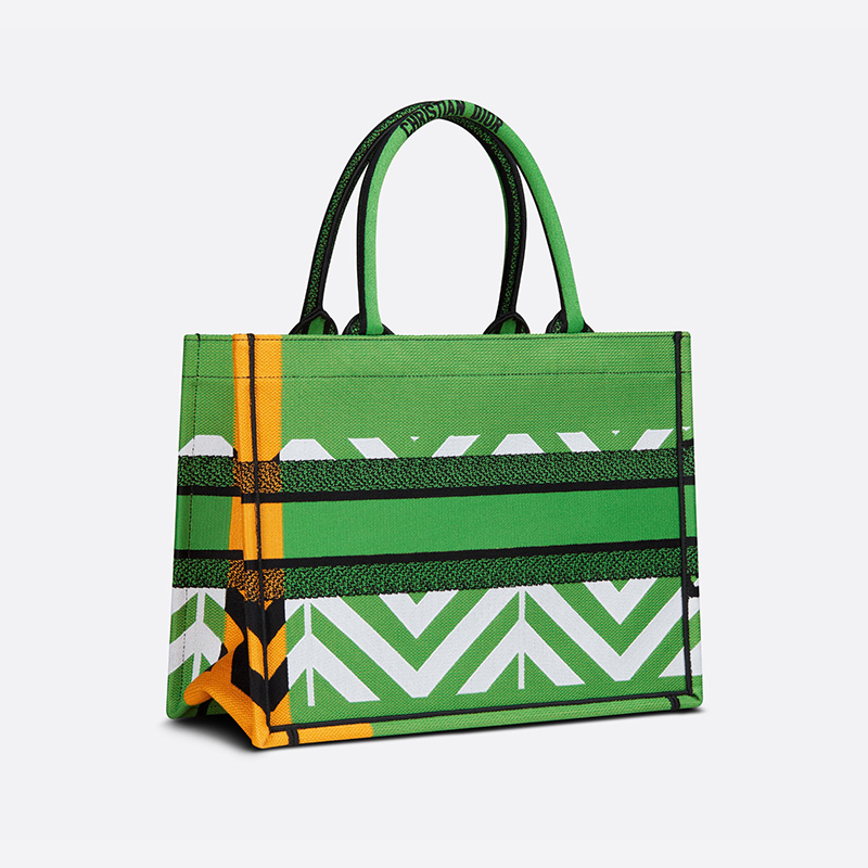 Dior Book Tote D-Jungle Pop Motif Canvas Green/Orange