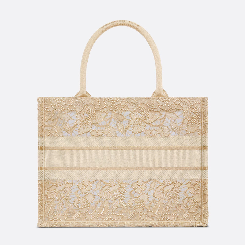 Dior Book Tote Macrame D-Lace Motif Canvas Beige