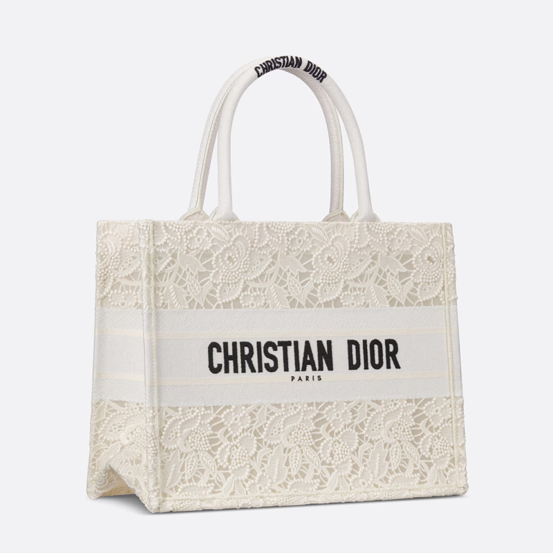 Dior Book Tote Macrame D-Lace Motif Canvas White