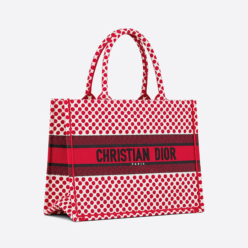 Dior Book Tote Dots Motif Canvas Red