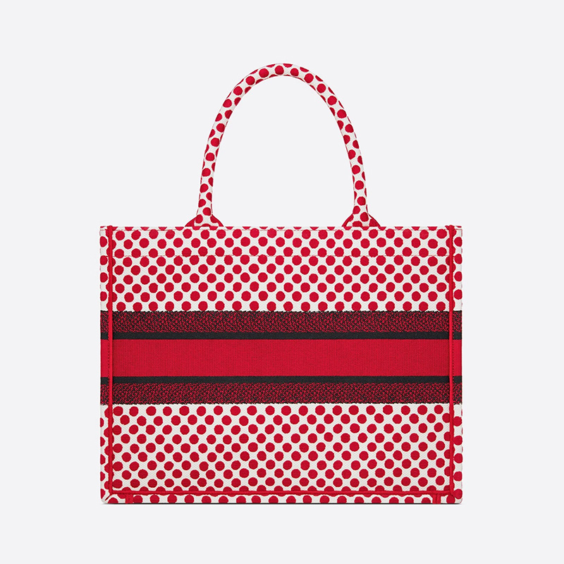 Dior Book Tote Dots Motif Canvas Red