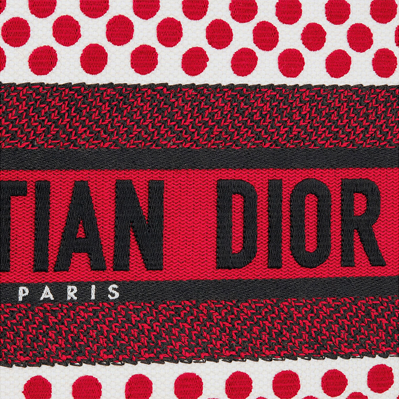 Dior Book Tote Dots Motif Canvas Red