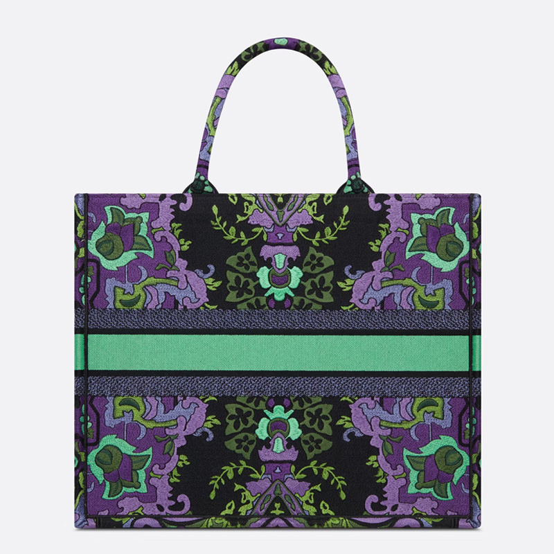 Dior Book Tote Indian Purple Motif Canvas Multicolor