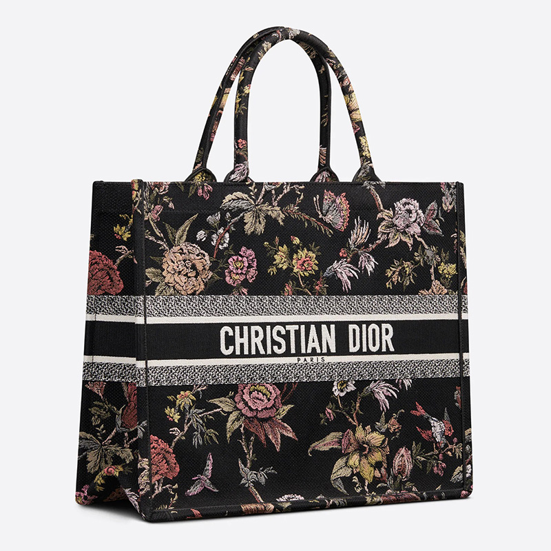 Dior Book Tote Jardin Botanique Motif Canvas Black