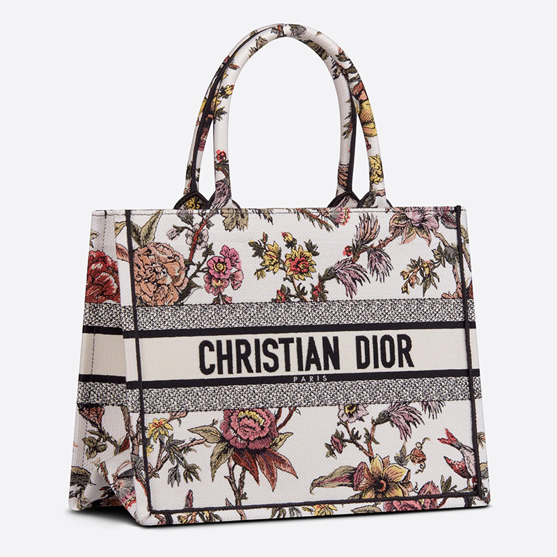 Dior Book Tote Jardin Botanique Motif Canvas White