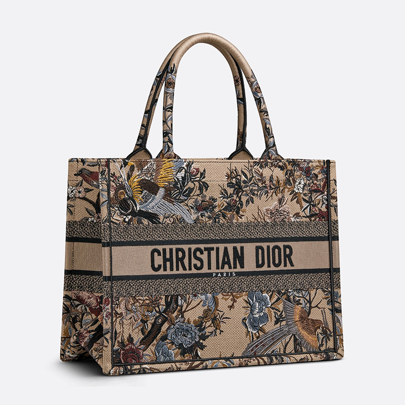 Dior Book Tote Jardin d'Hiver Motif Canvas Beige