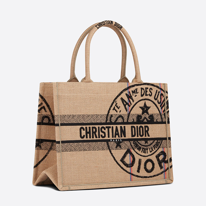 Dior Book Tote Jute Motif Canvas Beige