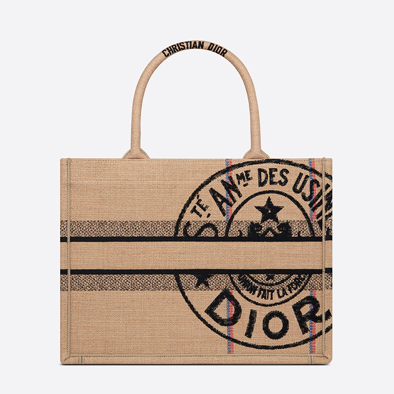 Dior Book Tote Jute Motif Canvas Beige