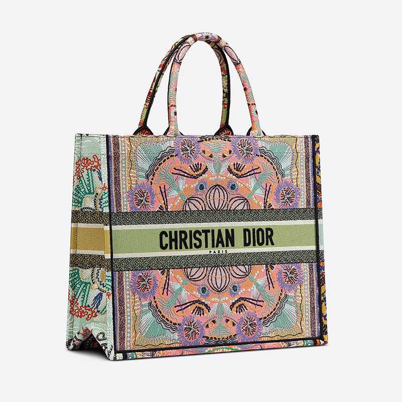 Dior Book Tote Lights Motif Canvas Multicolor