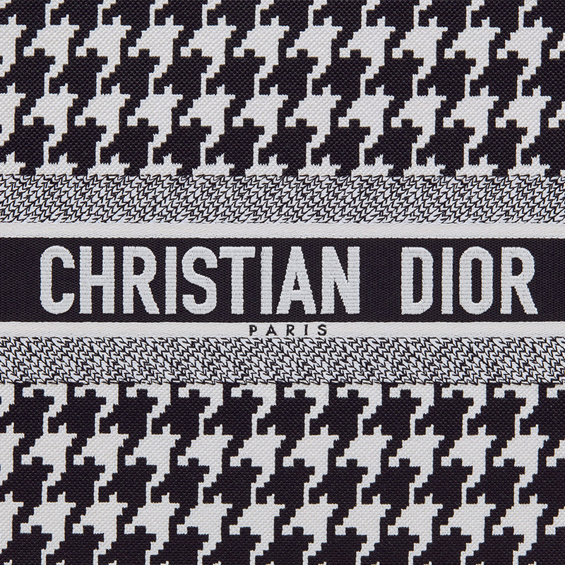 Dior Book Tote Macro Houndstooth Motif Canvas Black