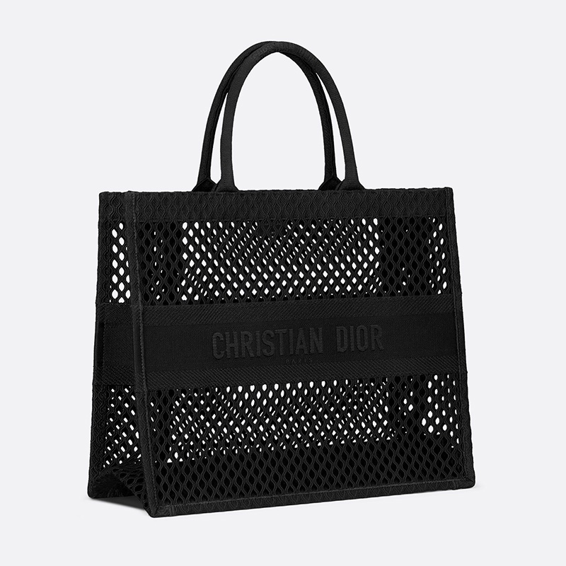 Dior Book Tote Mesh Motif Canvas Black