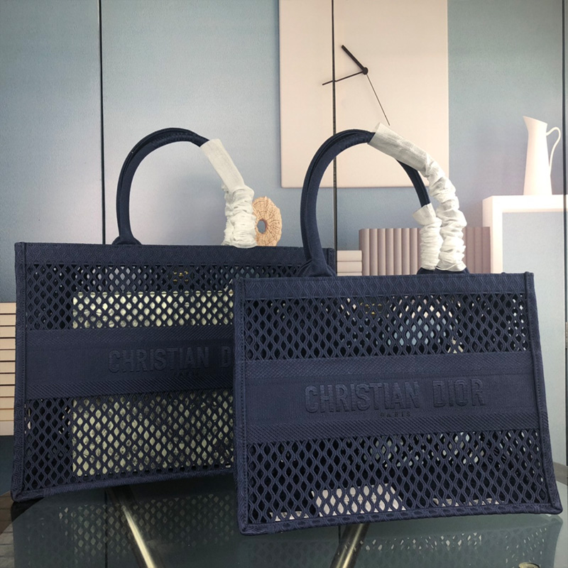 Dior Book Tote Mesh Motif Canvas Blue