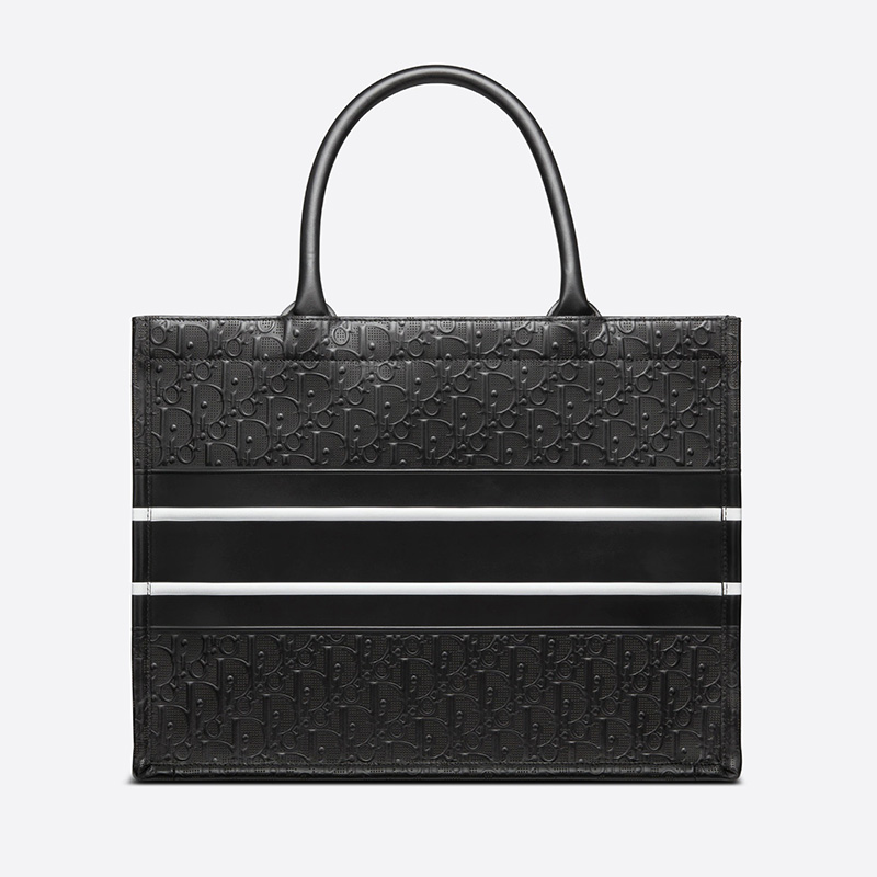 Dior Book Tote Oblique Embossed Calfskin Black/White