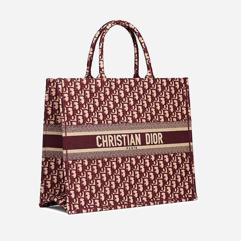 Dior Book Tote Oblique Motif Canvas Burgundy